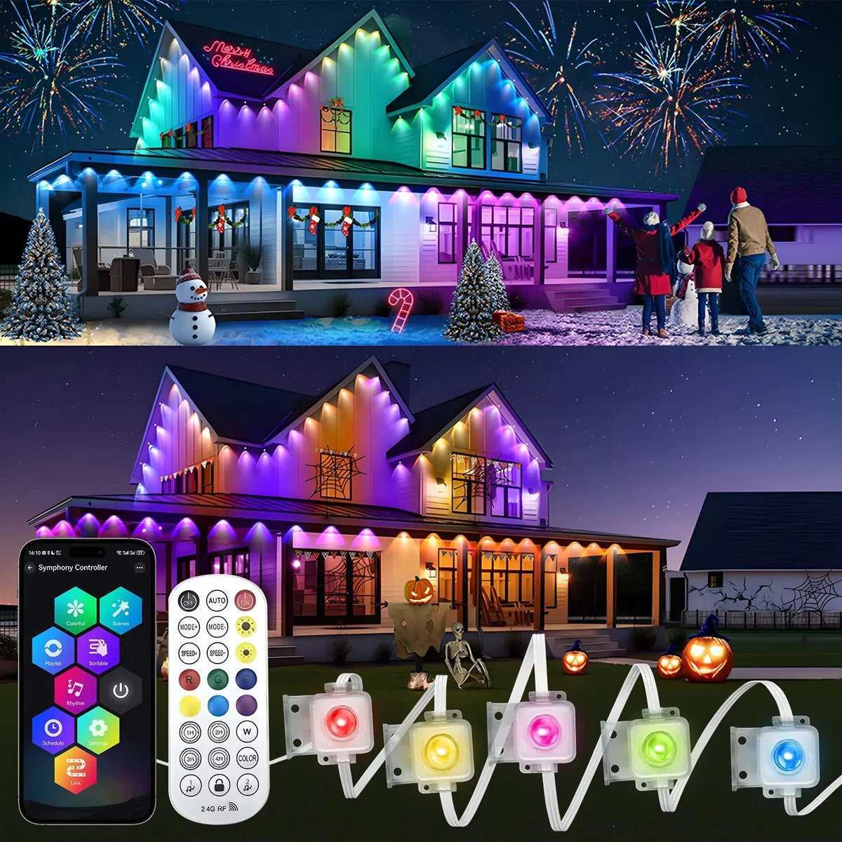 Smart Permanent Waterproof Outdoor Lights With App And Remote Control