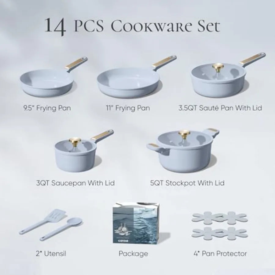 Ceramic Nonstick Cookware Set With Pots And Pans Non-Toxic