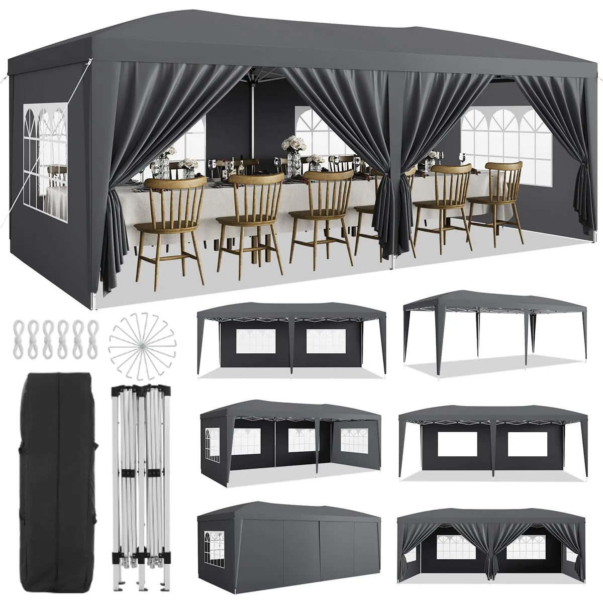 HiMISS Commercial Pop Up Canopy Tent With Six Removable Sidewalls