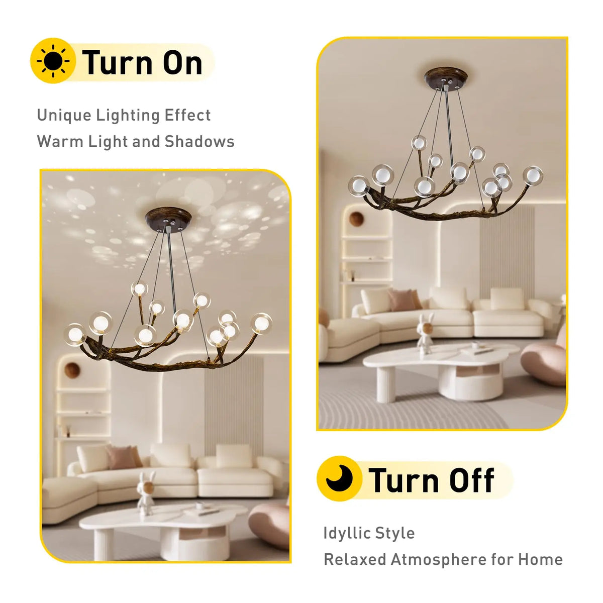 Bymaocar Retro Glass Globe Branch Chandelier Pendant Light