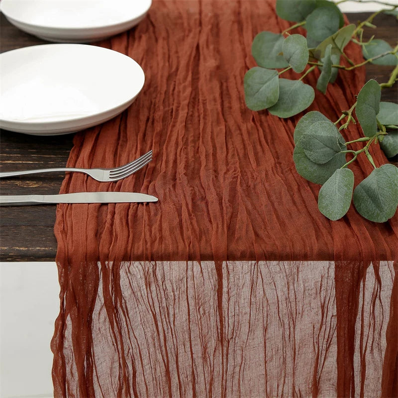 90x300 cm Knit Cloth Table Runner Wedding Birthday Party Banquet Decoration Gauze Fabric Voile Table Cloth Twist Table Cover