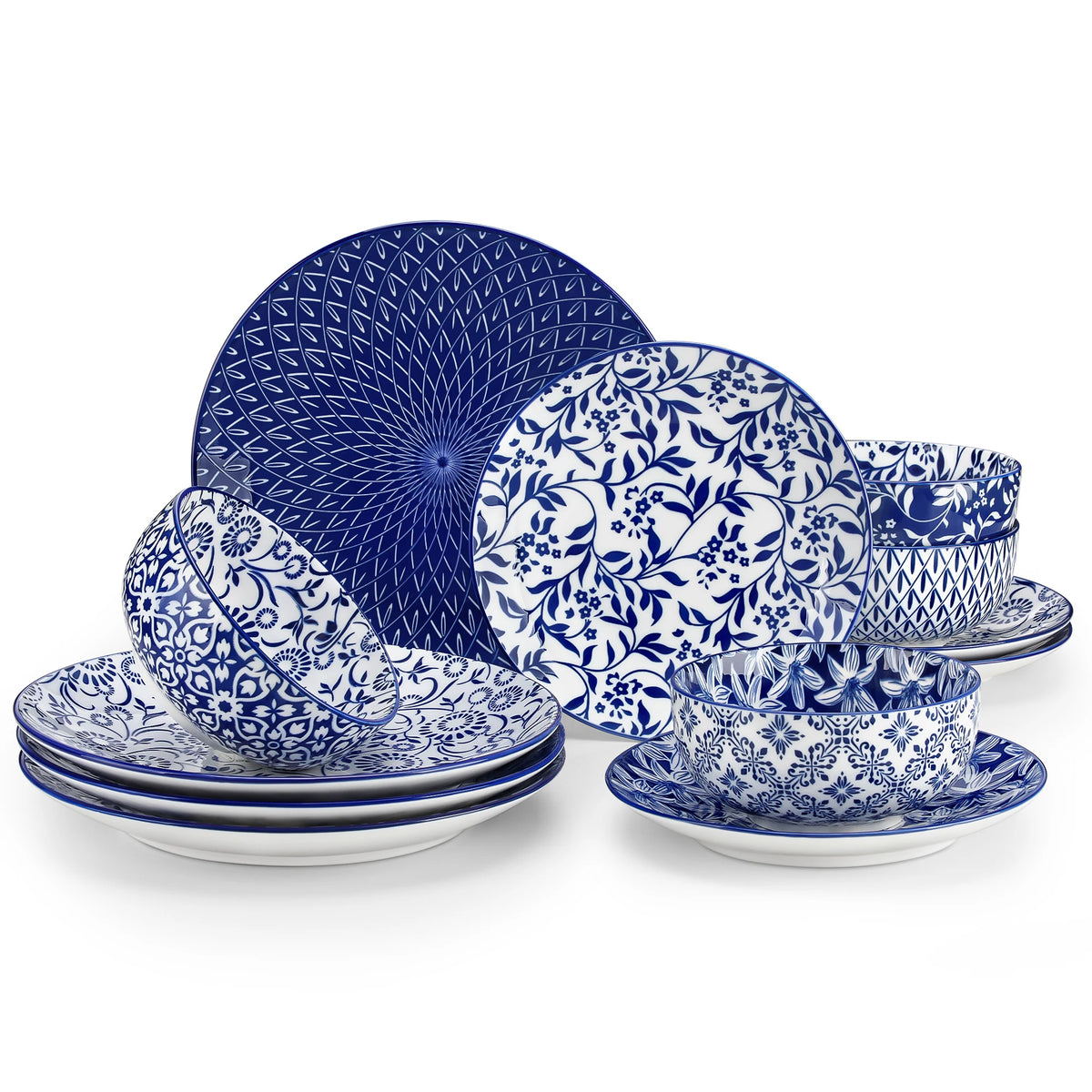 MALACASA Ceramic Dinnerware Plate Set For Elegant Dining