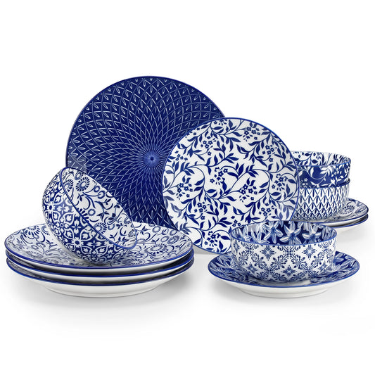 MALACASA Ceramic Dinnerware Plate Set For Elegant Dining
