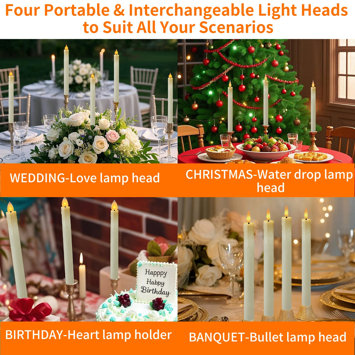6 Pack Flameless Taper Candles With Remote Realistic Flickering Battery Operated Candlesticks Ivory LED Plastic Candle Safe for Weddings Table Decor Christmas and Halloween