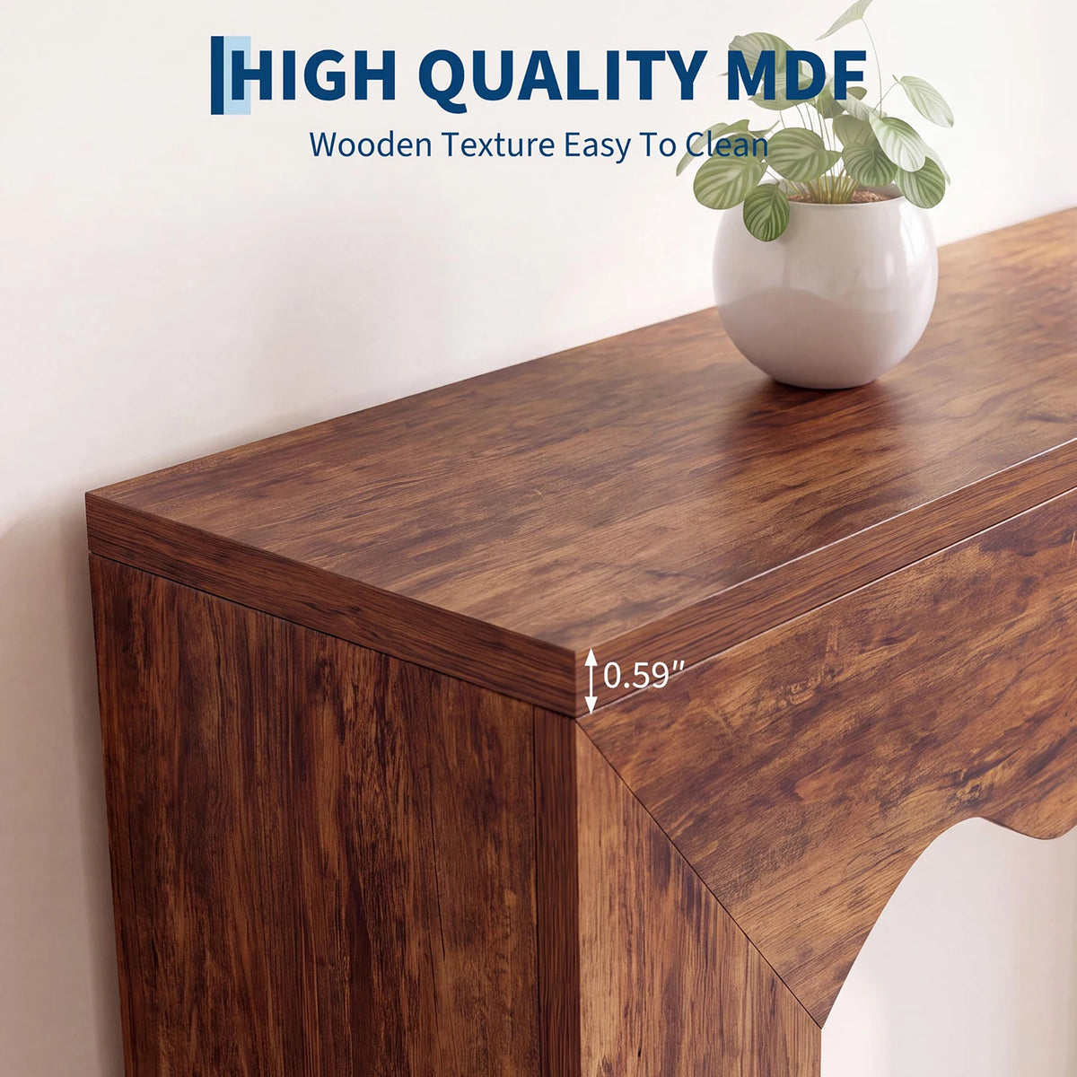 HiMISS Farmhouse Wave Edge Wooden Console Table for Entryway