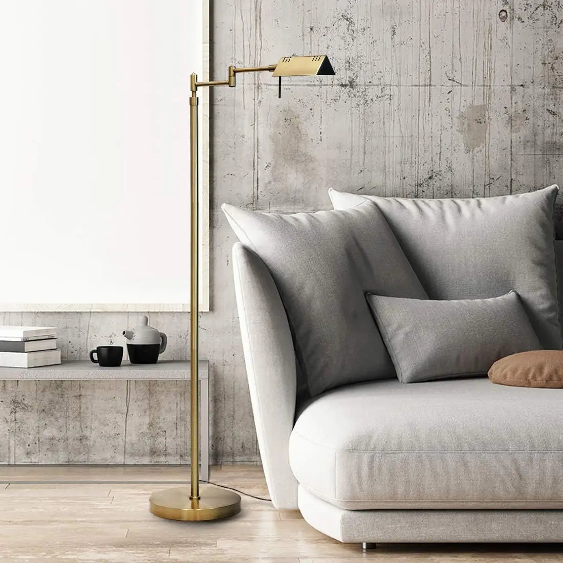 Adjustable Dimmable LED Pharmacy Floor Lamp With Swing Arms