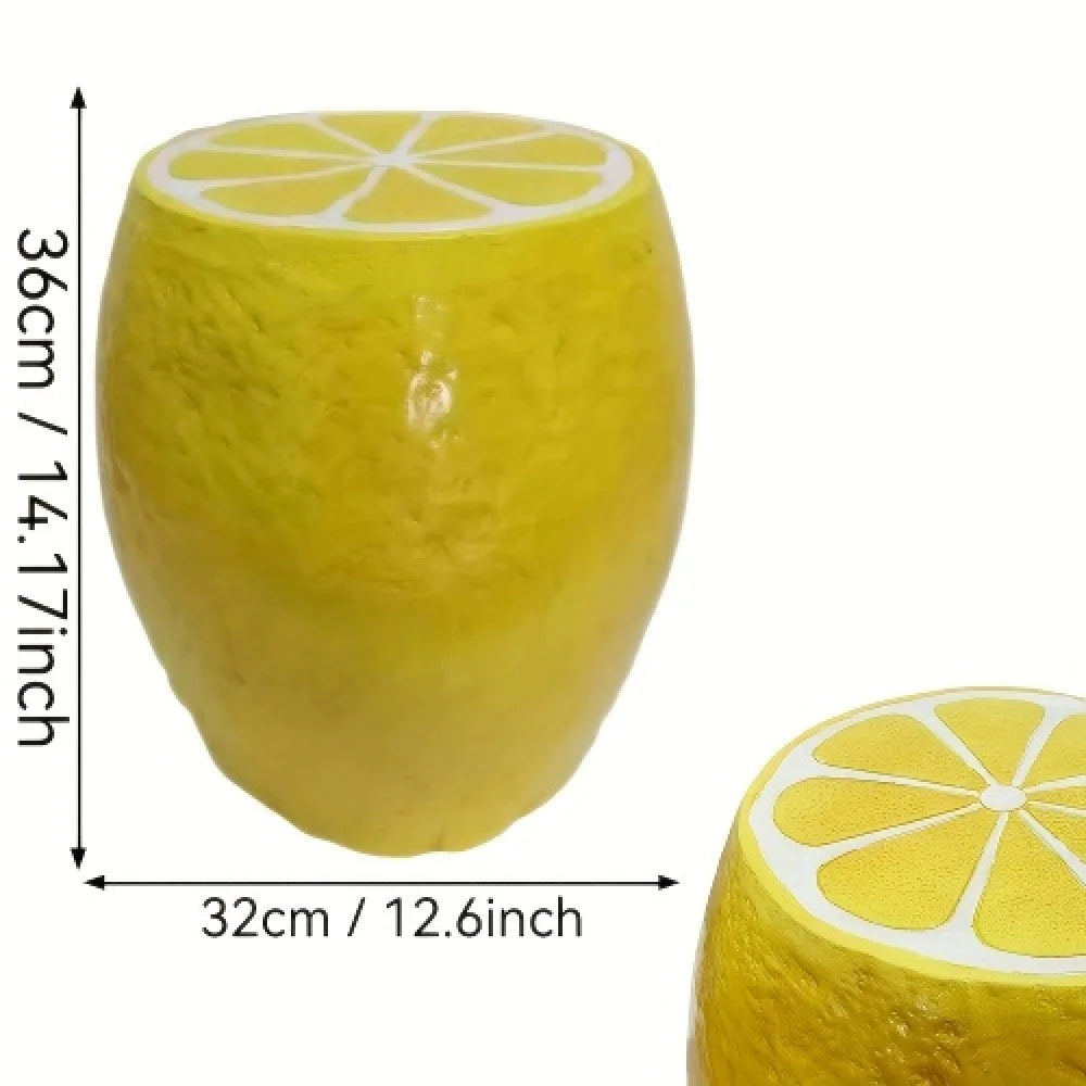 Lemon Fruit Stool Resin Side Table Plant Stand Indoor Outdoor Decor