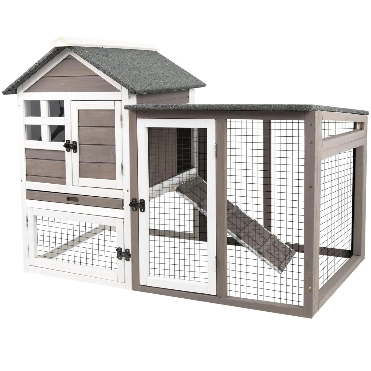 Indoor Outdoor Two Story Rabbit Hutch with Removable Tray
