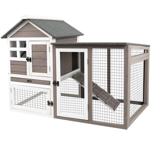 Indoor Outdoor Two Story Rabbit Hutch with Removable Tray