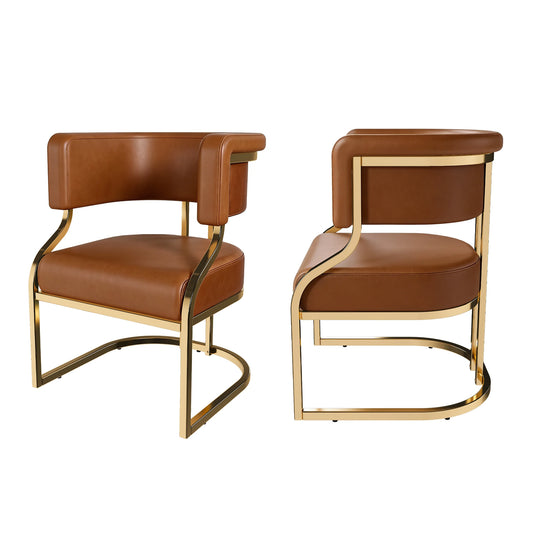 Modern Upholstered Dining Chairs With Metal Legs Set Of Two