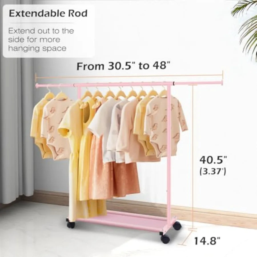 Bamboo Rolling Garment Rack Clothes Storage Organizer