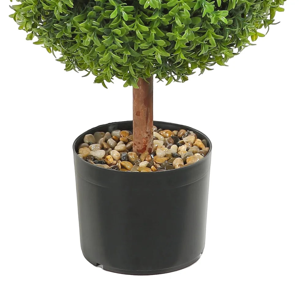 Artificial Boxwood Ball Plants In Pots With Decorative Butterflies