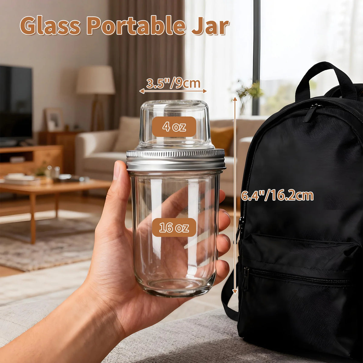 6-Pack Dual-Compartment Glass Jars | 16oz + 4oz Leak-Proof Overnight Oats Container | Crunchy & Fresh Food Storage | Portable Salad & Snack Jar with Spoon