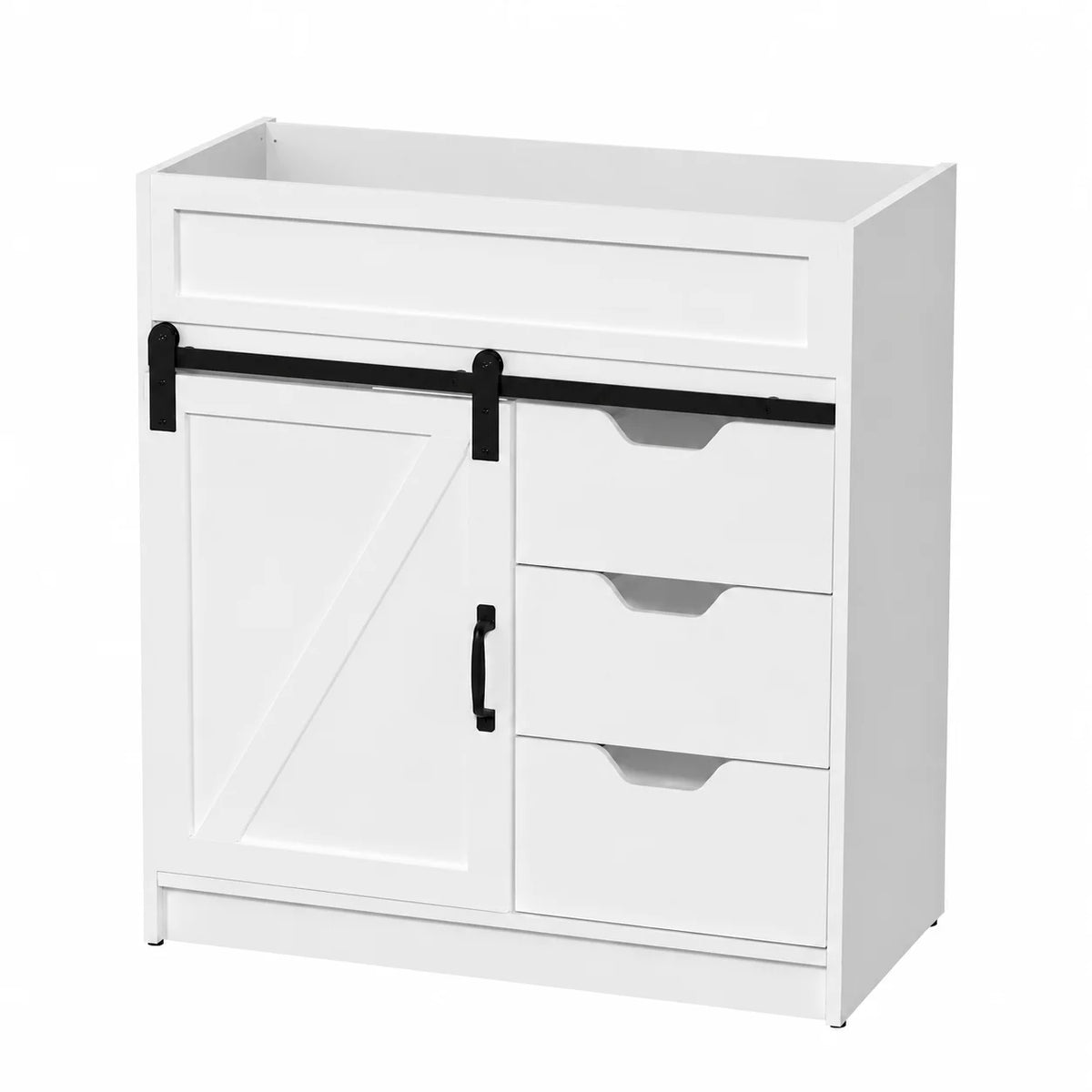 EVOKEDEN Farmhouse Bathroom Vanity With Sink And Barn Door Storage