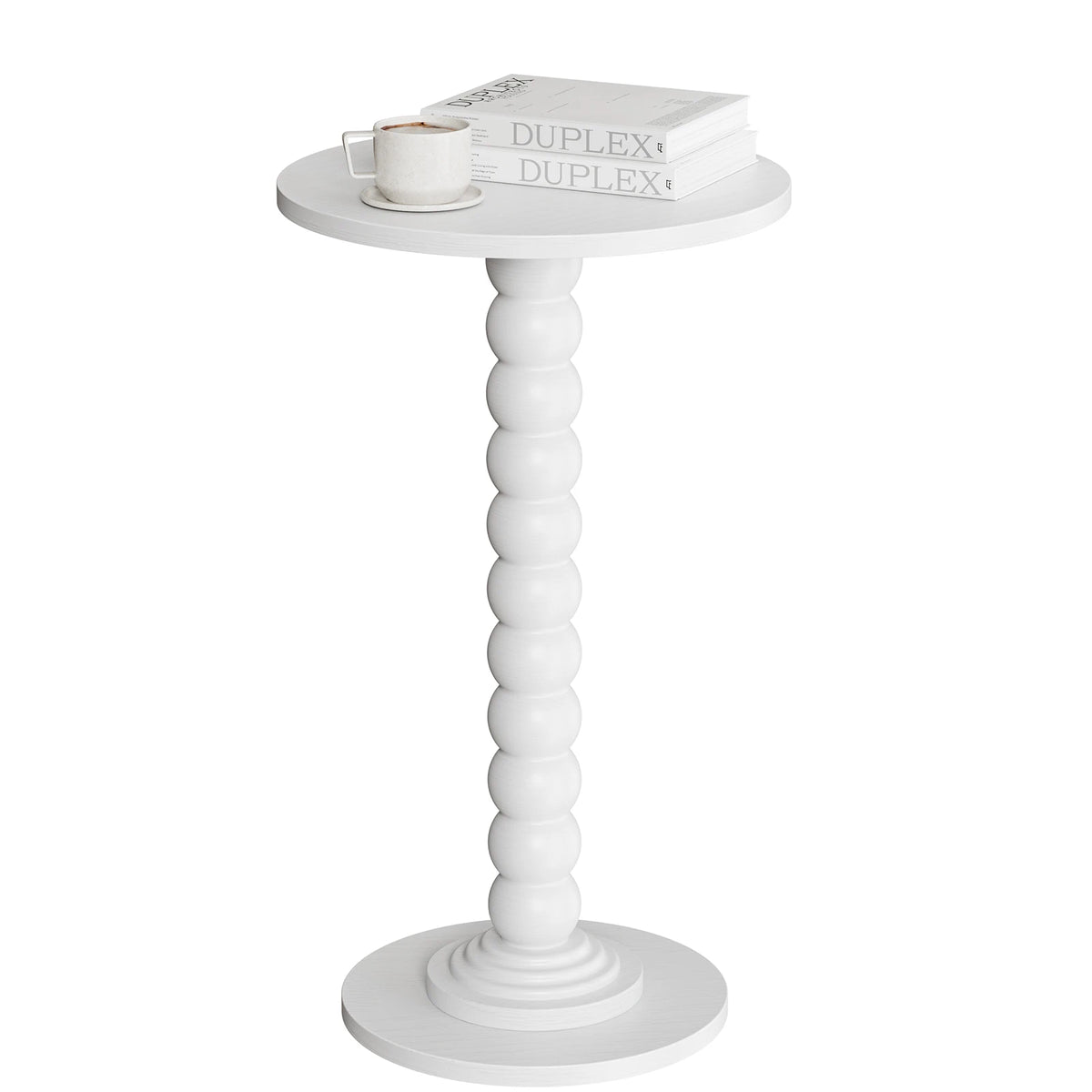 JHK Round Side Table With Solid Wood Legs Storage Shelf