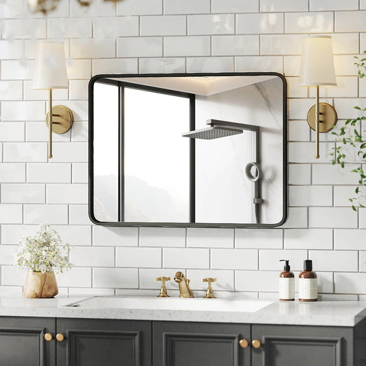 JHK Modern Metal Framed Wall Mirror For Living Room