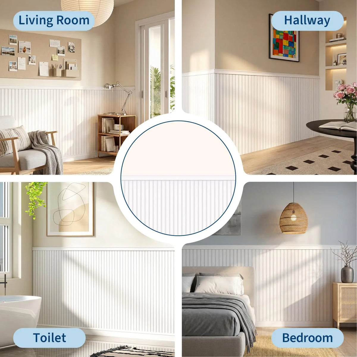 Paintable Fluted Wainscoting Wall Panel Kit for Decorative Accent Walls