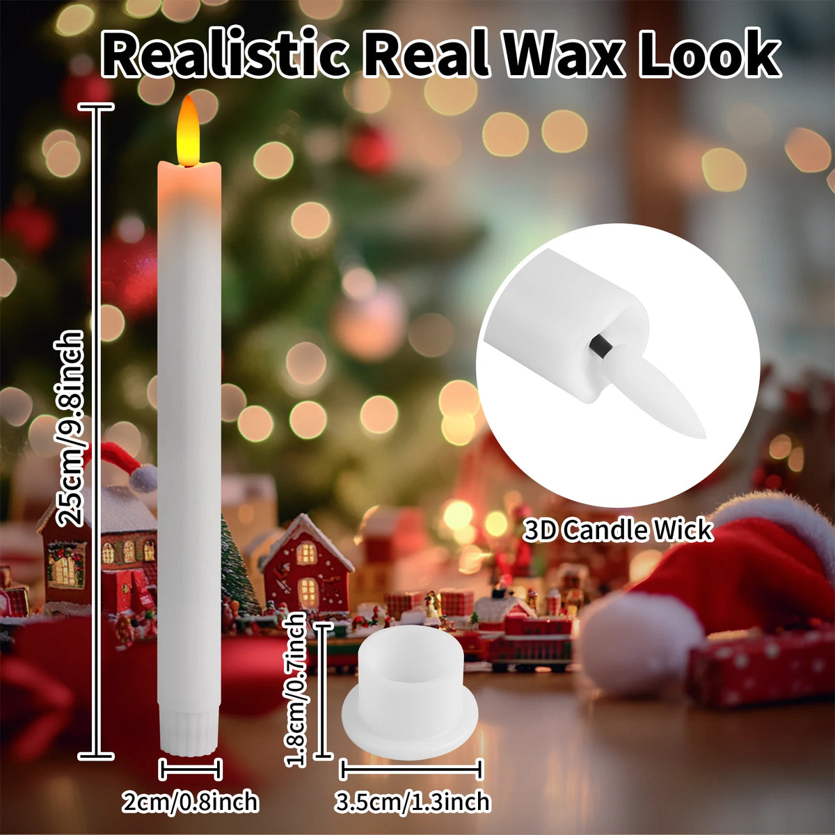 Flameless Taper Candles LED Battery Operated with Remote Timer Ivory LED Candlesticks 3D Flickering Realistic Christmas Wedding Party Home Fireplace Decor 6 Pack
