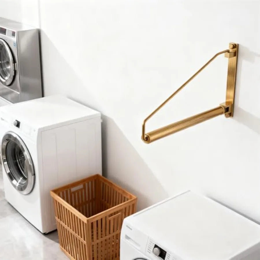 Folding Wall Mounted Brass Clothes Hanger Rack With Swing Arm