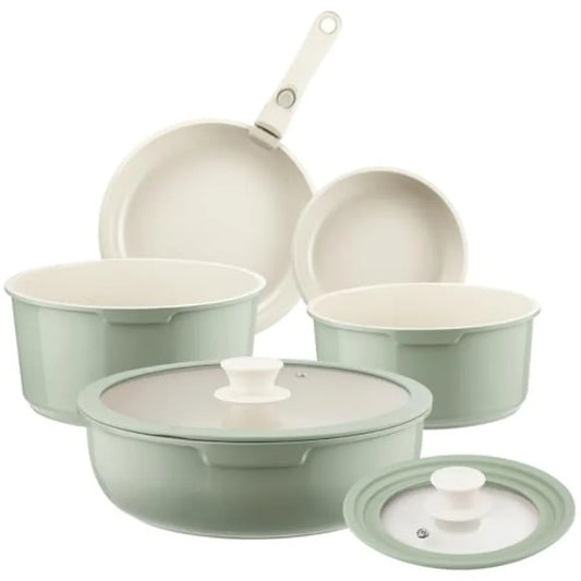 Ceramic Nonstick Cookware Set With Detachable Handle For Camping