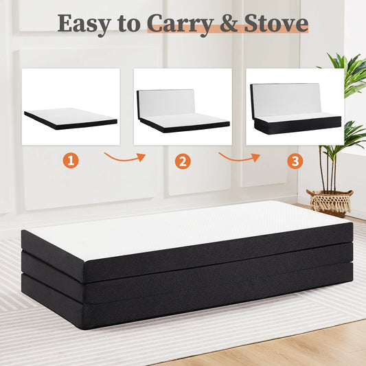 MCQ Foldable Trifold Mattress Pad With CertiPUR US Certified Cover