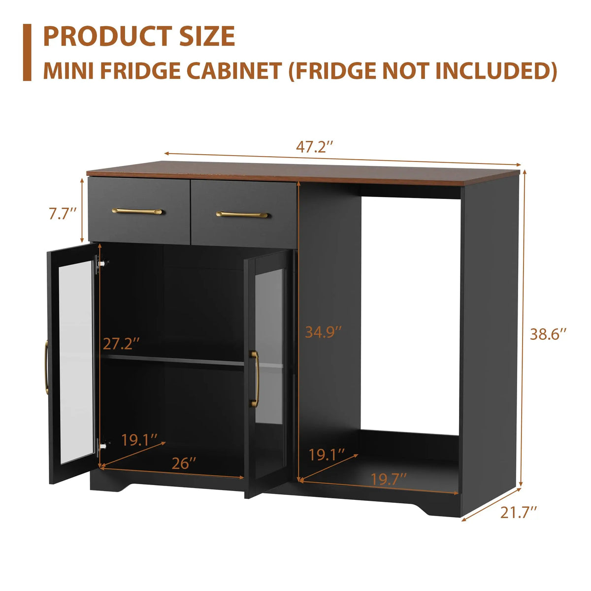 HiMISS Coffee Bar Cabinet With Mini Fridge Space And Storage