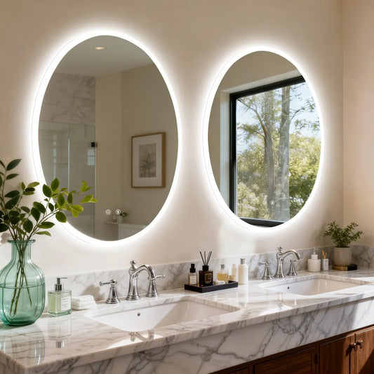 LUVODI LED Oval Bathroom Mirror With Dimmable Touch Control Lighting