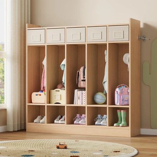 HiMISS Classroom Coat Locker With Cubbies And Hooks