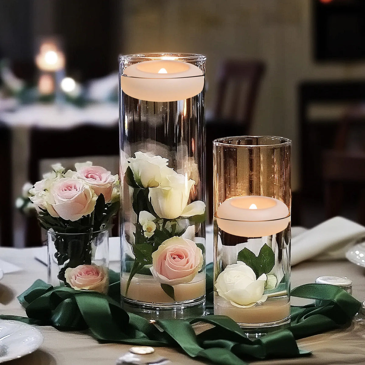 6/24 Pack Waterproof Flameless Floating Candles Bulk LED Tea Lights Water-Activated Flickering for Wedding Centerpieces Vases Parties and Home Decor