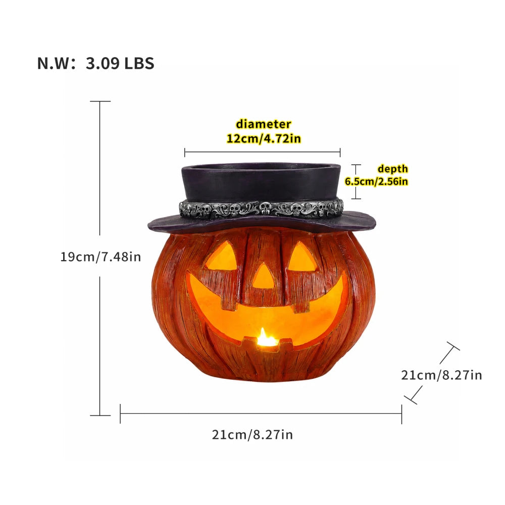 Light Up Halloween Pumpkin Candy Bowl Jack O Lantern Decoration