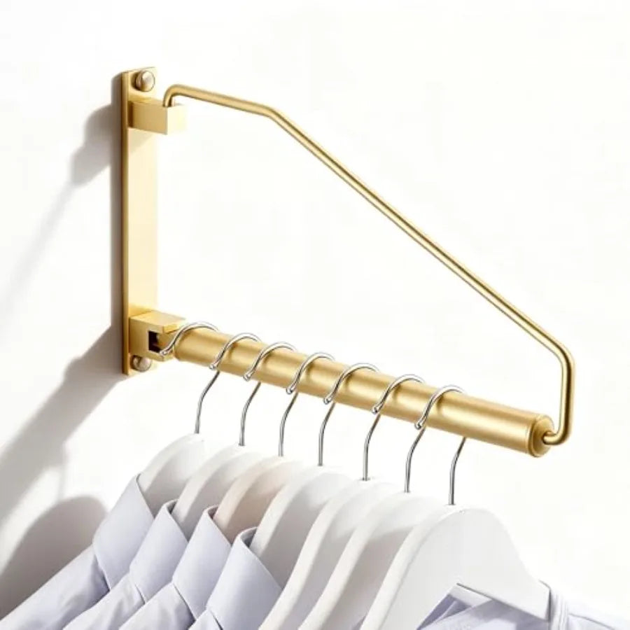 Folding Wall Mounted Brass Clothes Hanger Rack With Swing Arm