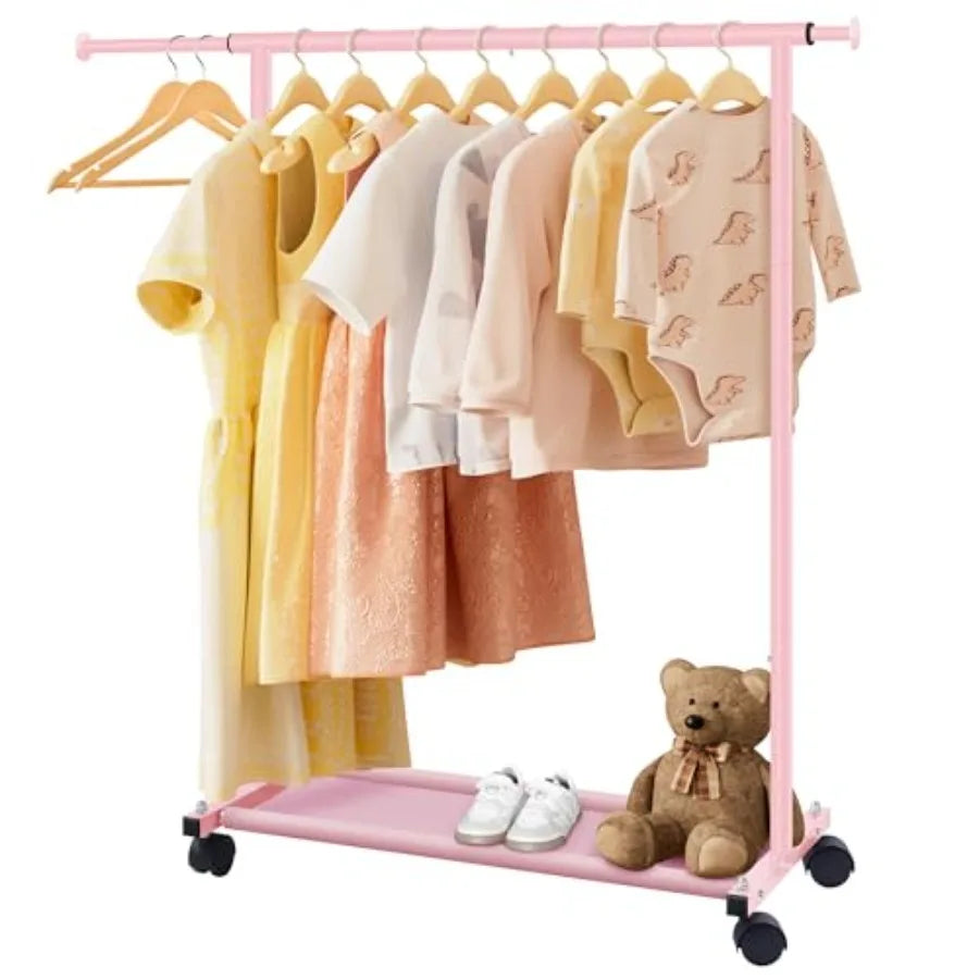 Bamboo Rolling Garment Rack Clothes Storage Organizer