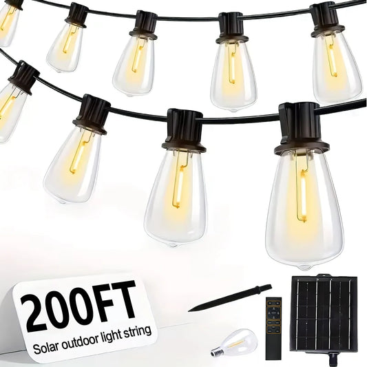 Solar Powered Outdoor String Lights With Remote Control Waterproof Lights