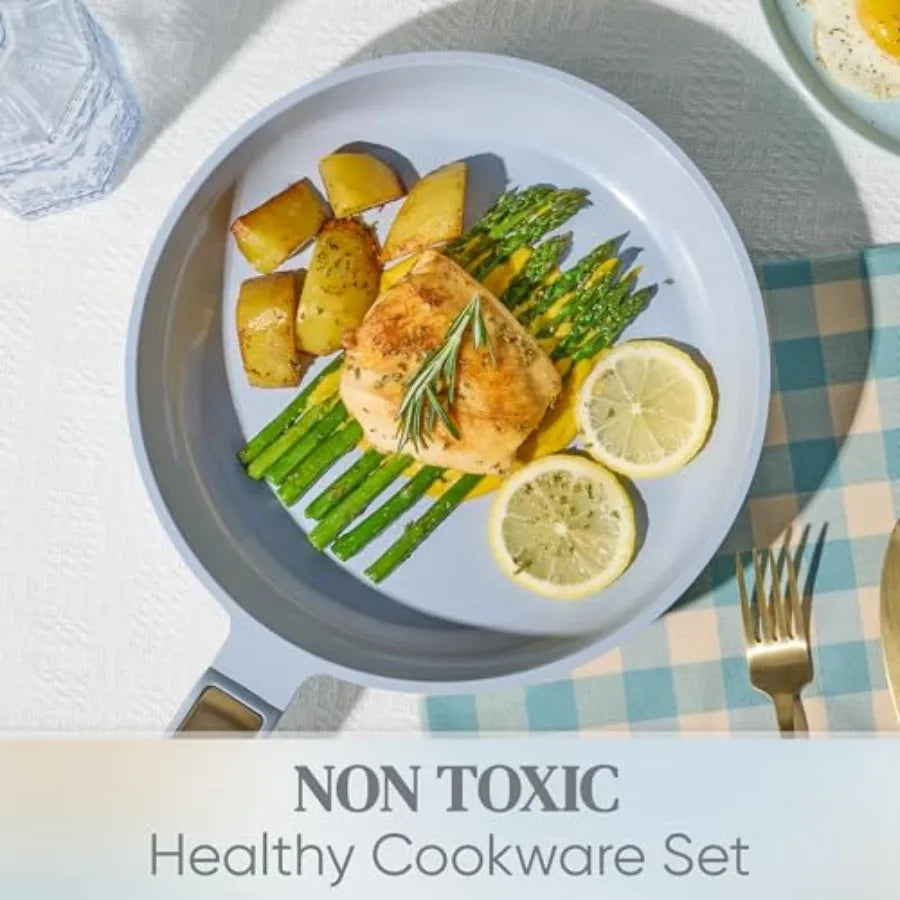 Ceramic Nonstick Cookware Set With Pots And Pans Non-Toxic