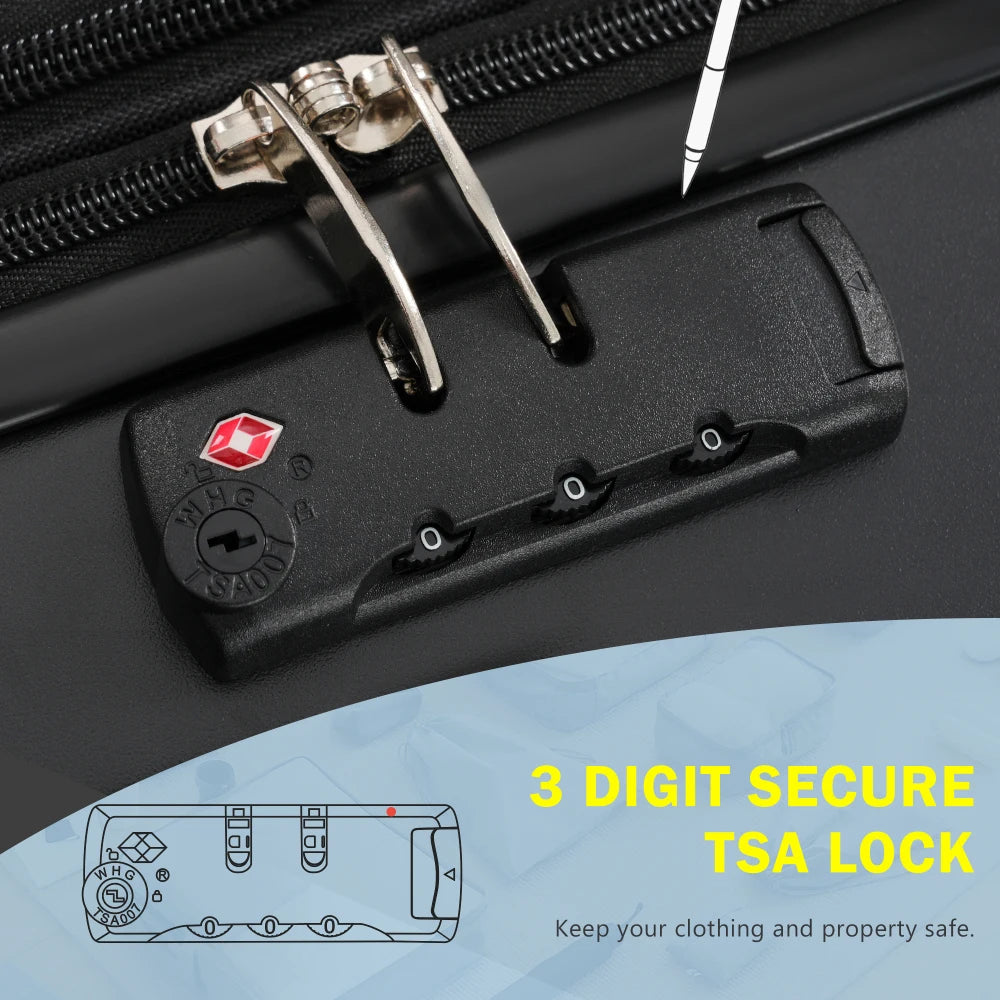 Hardside Luggage Set With USB Port Expandable Suitcases And Tote