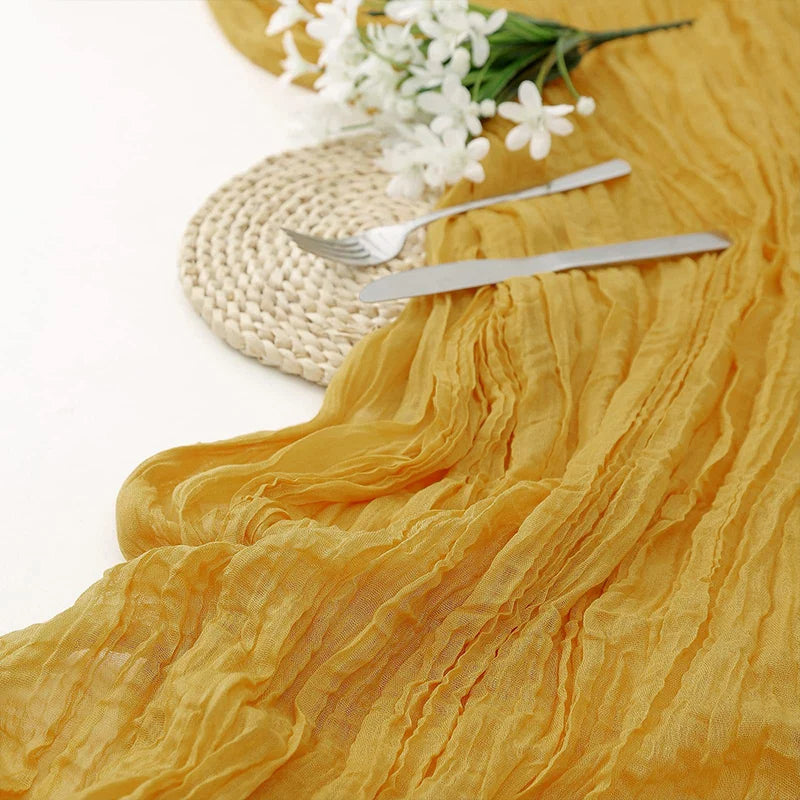 90x300 cm Knit Cloth Table Runner Wedding Birthday Party Banquet Decoration Gauze Fabric Voile Table Cloth Twist Table Cover