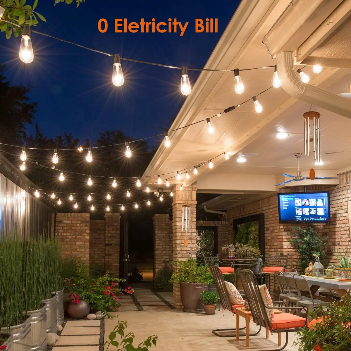 Solar Powered Outdoor String Lights With Remote Control Waterproof Lights